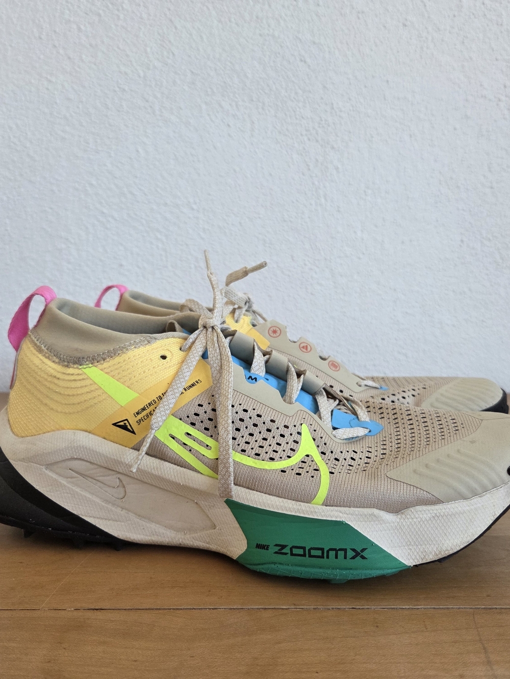 Nike ZoomX Neutral Running Sneakers in Beige with Neon Accents